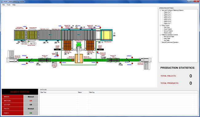 warehouse control system for robotic palletizing